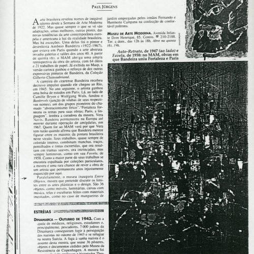 JURGENS, Paul “Luz brasileira. O original Antônio Bandeira ganha retrospectiva”, Veja, São Paulo, SP, 5 jul. 1996. Exposições. 38