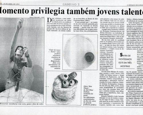 A.M. “Momento privilegia também jovens talentos”, O Estado de São Paulo, São Paulo, 18 abr. 1997, Caderno 2, D29