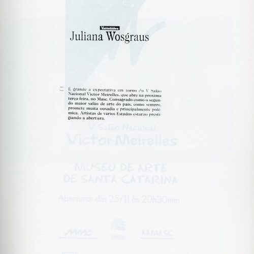 Coluna Juliana Wosgraus, nota, Diário Catarinense, Florianópolis, SC, 20 nov. 1997, Variedades, p.7