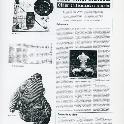 AMARAL, Aracy, AGUILAR, Nelson, LAGNADO, Lisette. “Salão Victor Meireles. Olha crítico sobre a arte”, A Notícia, Joinville, SC, 24 nov. 1997, Anexo, p.C1