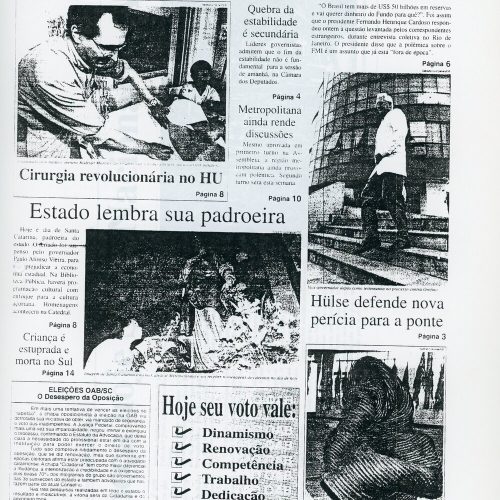 Manchete “Arte brasileira é destaque no MASC”, O Estado, Florianópolis, SC, 25 nov. 1997