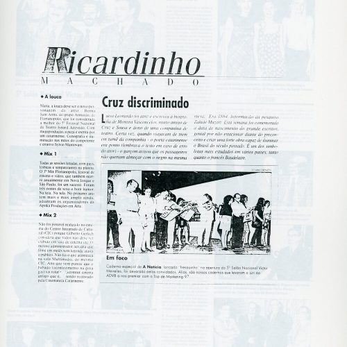 Coluna Ricardinho Machado, foto “Em foco”, An Capital, Florianópolis, SC, 28 nov. 1997, Variedades, p.5