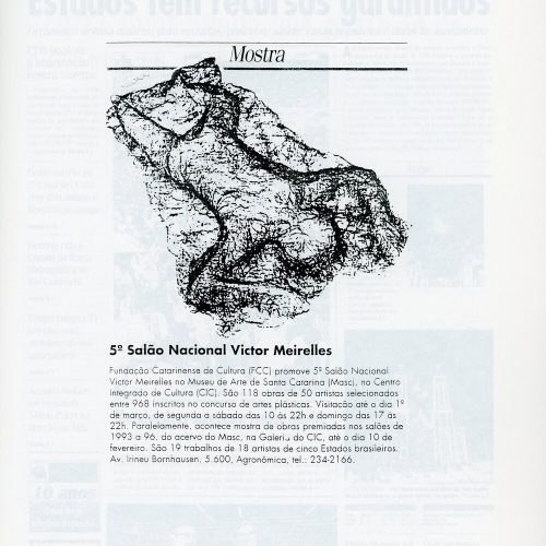 5º Salão Nacional Victor Meirelles, nota e ilustração, Mostra, An Capital, Florianópolis, SC, 5 dez. 1997, Fim de Semana, p.8