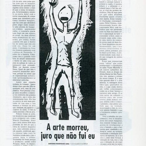 LIMA, Antonio Rodrigues “A arte morreu, juro que não fui eu”, A Notícia, Joinville, SC, 15 dez. 1997, Anexo p.C2