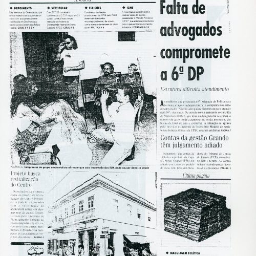 Nota e foto na primeira página, An Capital, Florianópolis, SC, 16 dez. 1997