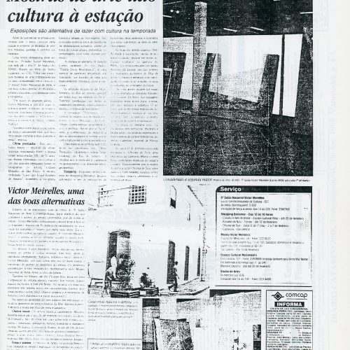 “Mostras de arte dão cultura à estação. Exposições são alternativa de lazer com cultura na temporada”, O Estado, Florianópolis, SC, 3 fev. 1998, Verão, p.3