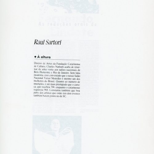 Coluna Raul Sartori “À altura”, A Notícia, Joinville, SC, 14 fev. 1998, Anexo, p.C2