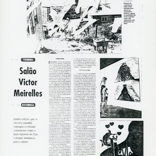 GOMES, Osmar. “Salão Victor Meirelles. Quinta edição que se encerra amanhã consagra o certame catarinense como o mais rigoroso do país e propõe mudanças para o futuro”, Termina / Recomeça, A Notícia, Joinville, SC, 28 fev. 1998, Anexo, p.C1