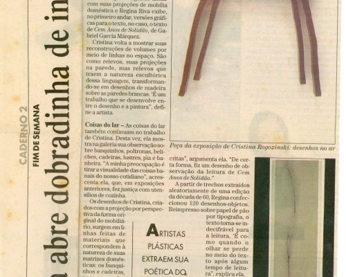 WEISS, Ana. “Valú Oria abre dobradinha de individuais”, Fim de Semana, O Estado de São Paulo, 3 set. 1999, Caderno 2, D7