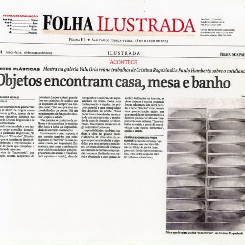 Foto na Coluna Mônica Bergamo, Folha de São Paulo, São Paulo, SP, 17 mar. 2003, Ilustrada, E1