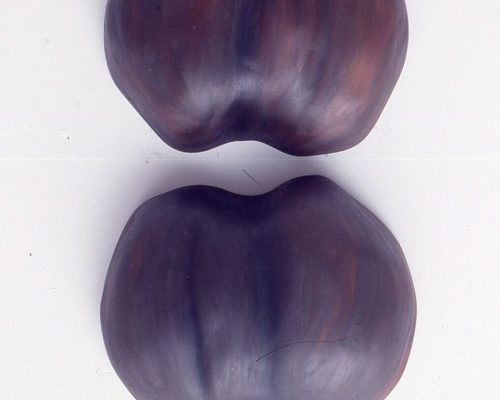 Óleo sobre alumínio fundido. Dimensões: 26 x 21 x 6 cm